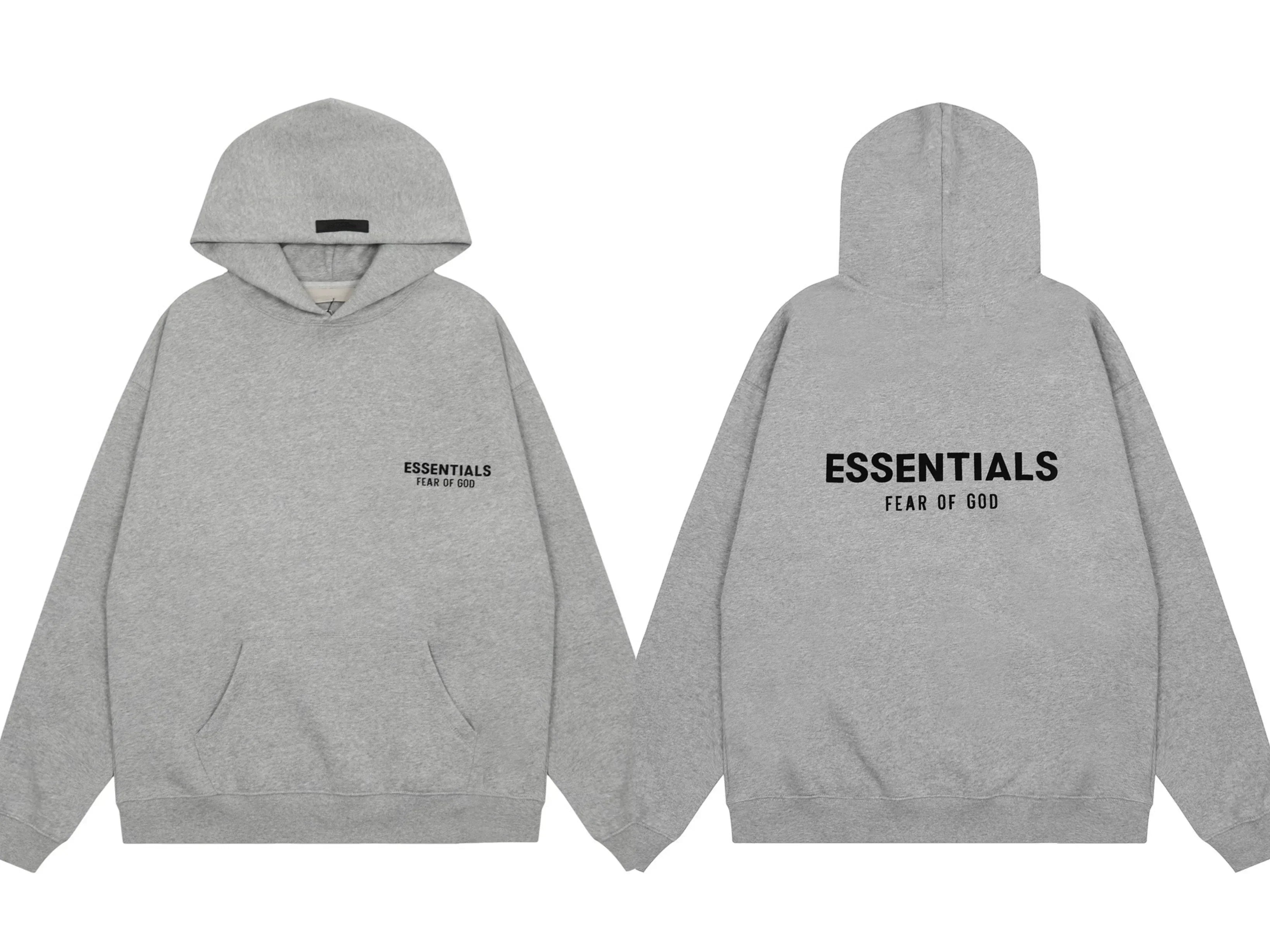 Fear of God Essentials Dual-Print Pullover Hoodie – Light Heather Gray