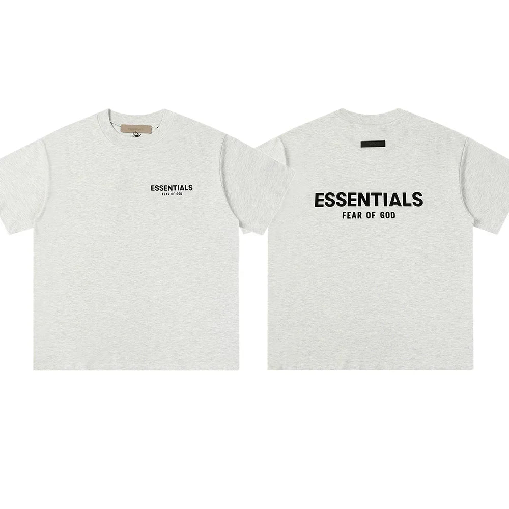 Essentials Fear of God Double-Print Flocked Tee – Light Oats (M)