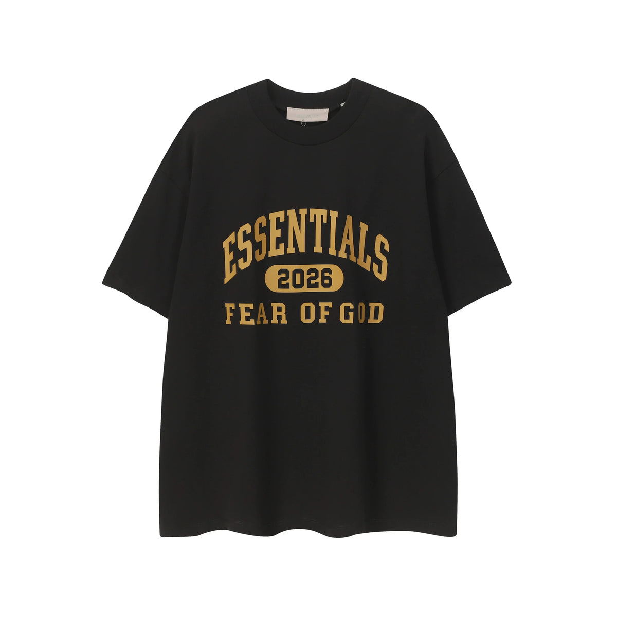 ESSENTIALS Fear of God 2026 Tee – Black Gold Print