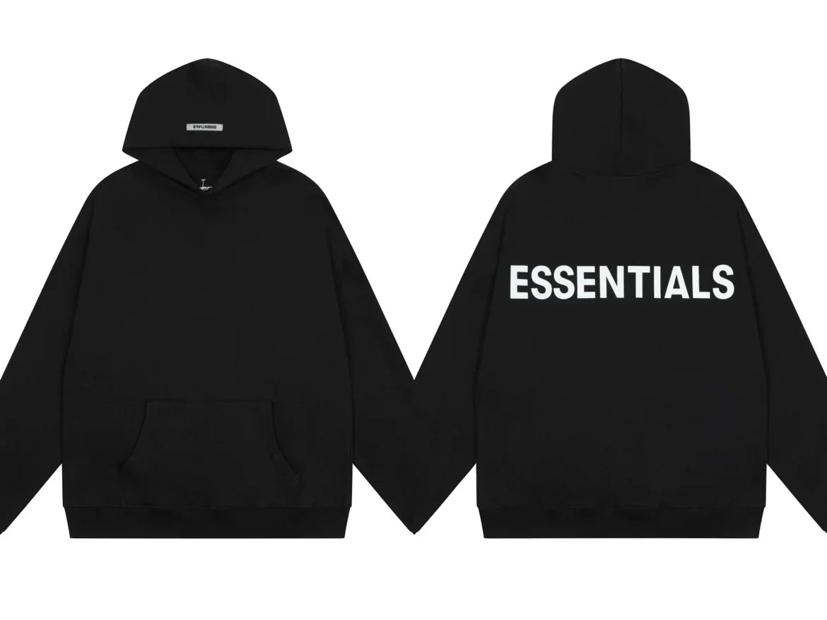 Fear of God Essentials Back Print Pullover Hoodie Black